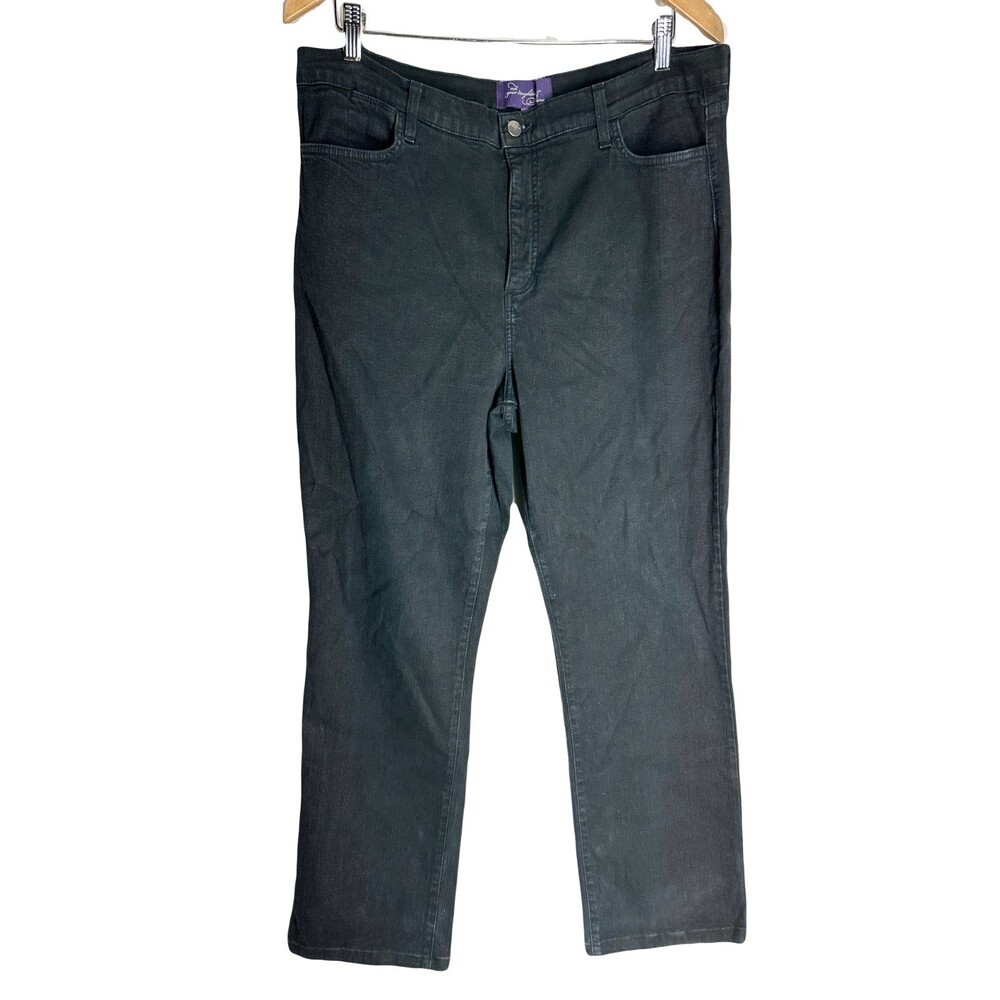 NYDJ Womens High Rise Jeans Size 16 Black Straight Leg Lift Tuck